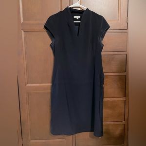 Navy blue V-neck business casual dress